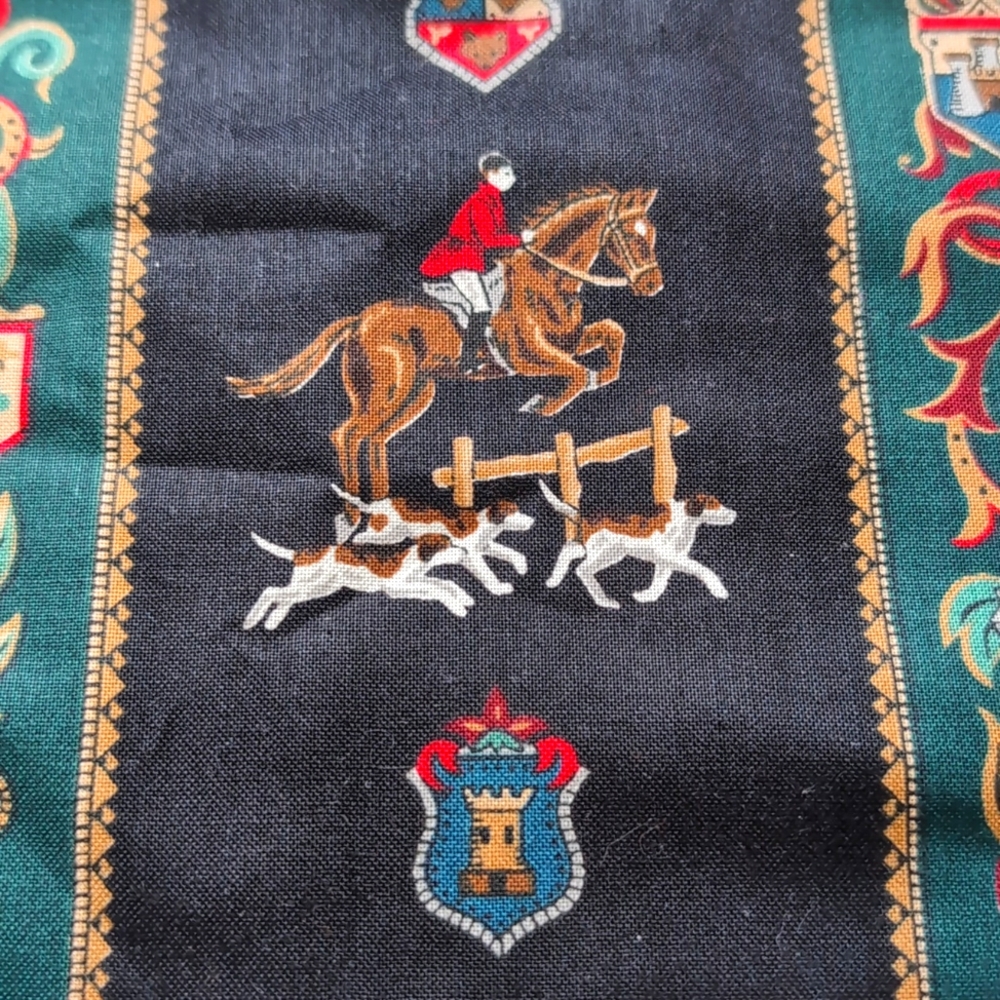 Vtg Cranston VIP Print Works Co Fabric Horse hunter Hounds Equestrian 44x152 - Picture 2 of 4